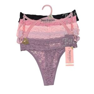 JUICY COUTURE Intimates 5 Pack
Lacey Pastel Floral Bling Logo Thongs NWT XL